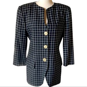Alvin Bell New York Vintage B&W Plaid Blazer Size 10